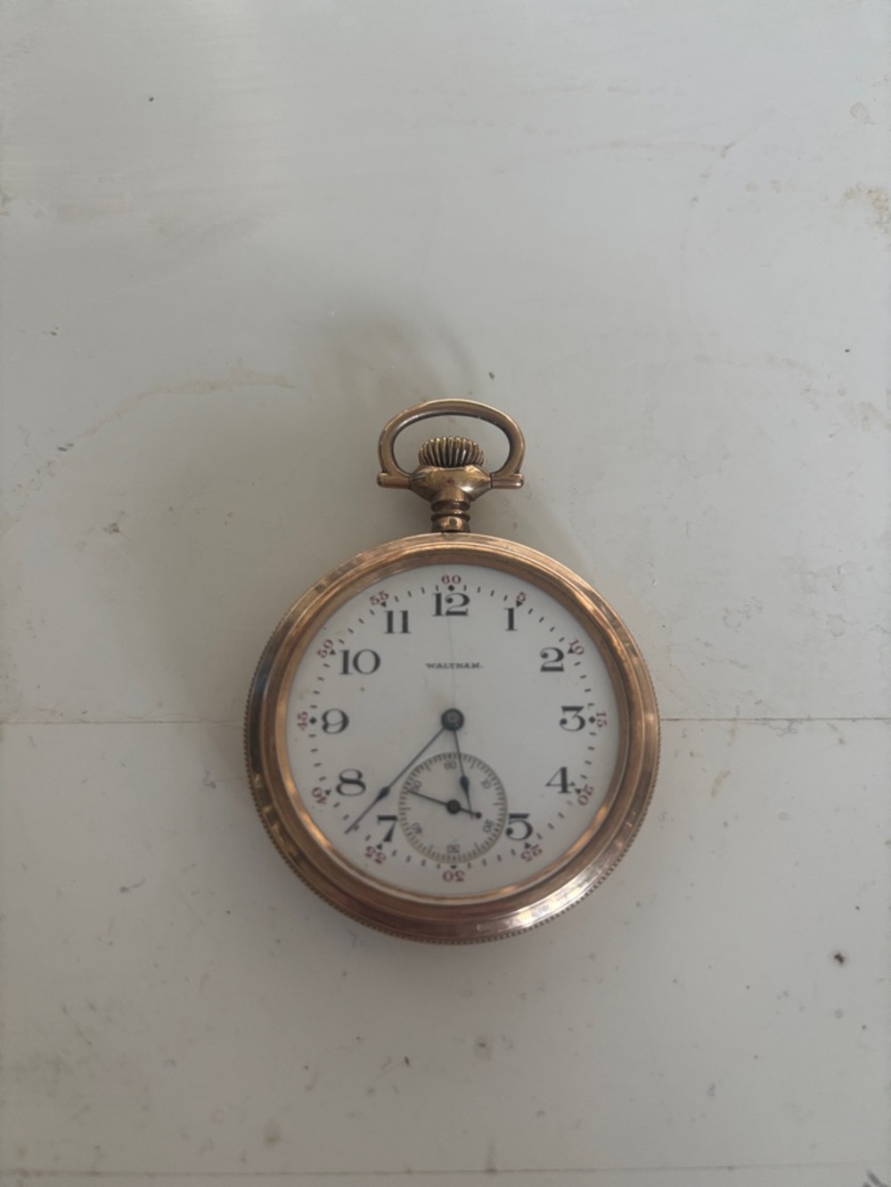 Waltham Men's Gold Pocket Watch - Classic White Dial